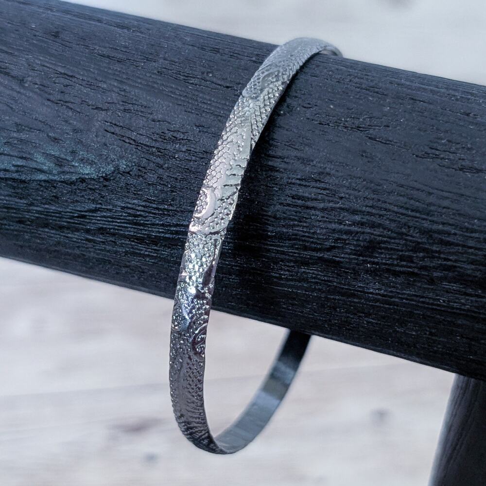 Vintage Cuff Bracelet - 7.25" Dark Metal with Design